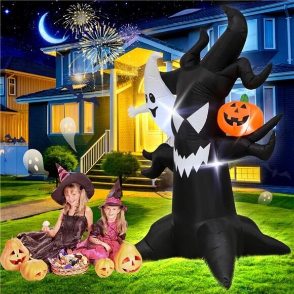 6FT Halloween Inflatable Haunted Tree with Glowing Ghost & LED Pumpkin - Picture 6 of 8